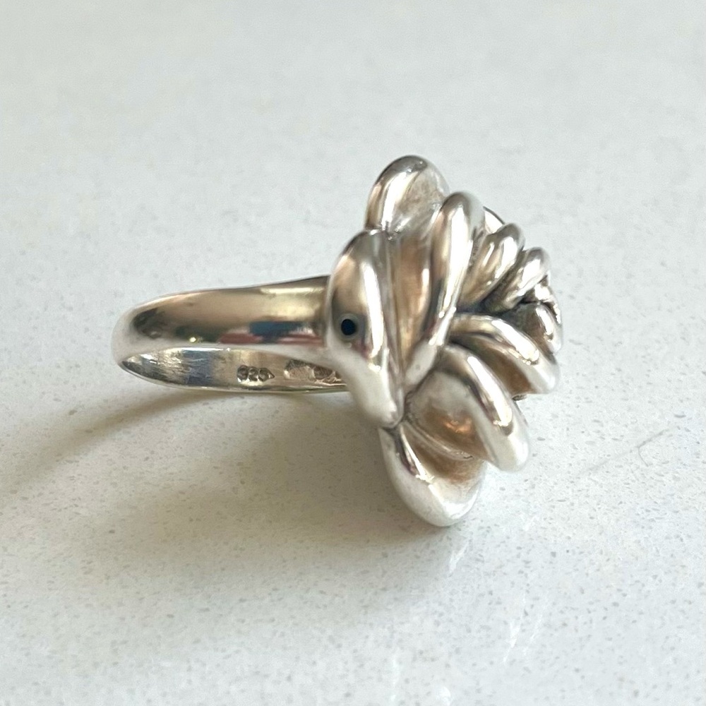 925 Sterling Silver Rosette Statement Ring. Size 7 - image 3